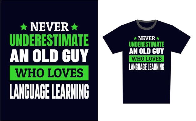 Vector de plantillas de diseño de camisetas de aprendizaje de idiomas