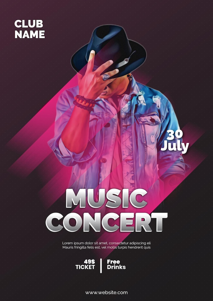 Vector vector de plantillas de diseño de carteles de conciertos musicales