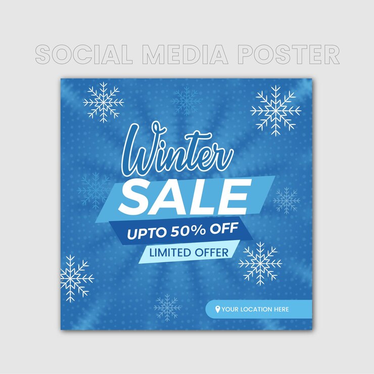 Vector de plantillas de diseño de carteles de venta de invierno en las redes sociales