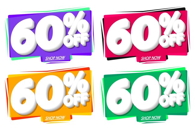 Vector de plantillas de diseño de etiquetas promocionales con 60 descuentos