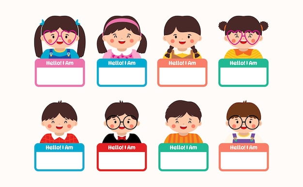 Vector de plantillas de etiquetas de nombres de niños