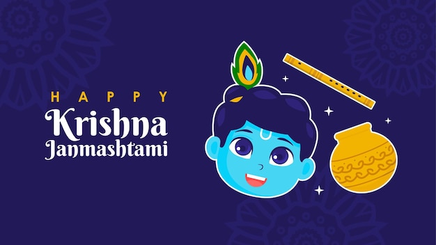 Vector de plantillas de pancartas de felicidad de krishna janmashtami