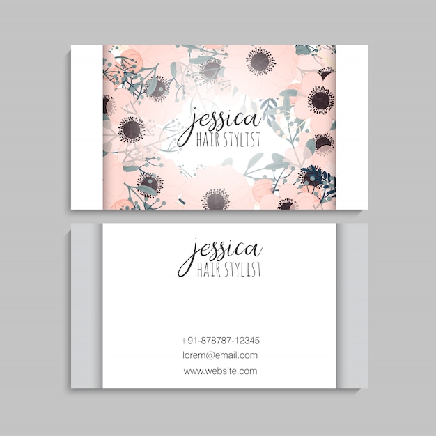 Vector de plantillas de tarjetas de visita de estilo floral
