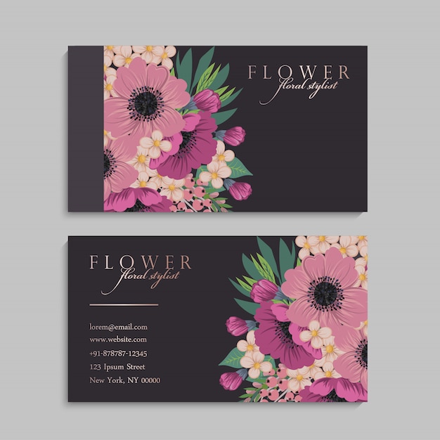 Vector de plantillas de tarjetas de visita de estilo floral