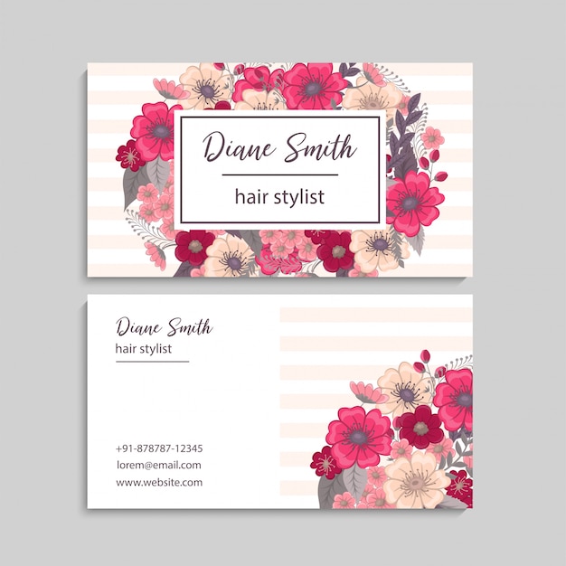 Vector de plantillas de tarjetas de visita de estilo floral