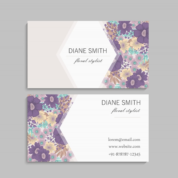 Vector de plantillas de tarjetas de visita de estilo floral