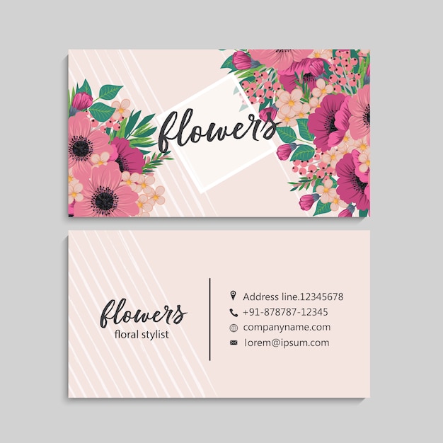 Vector de plantillas de tarjetas de visita de estilo floral