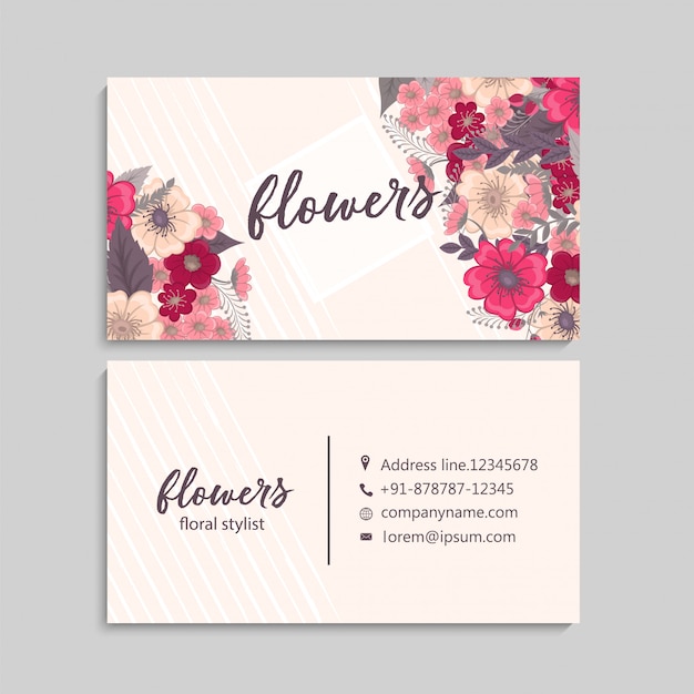 Vector de plantillas de tarjetas de visita de estilo floral