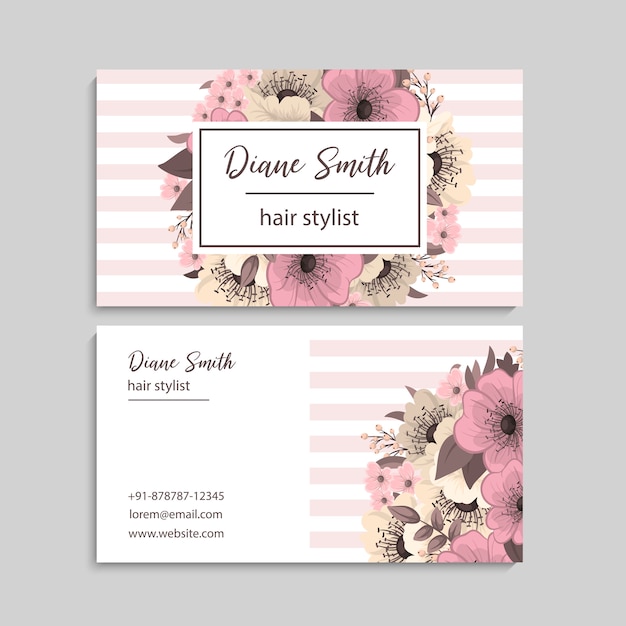 Vector de plantillas de tarjetas de visita de estilo floral