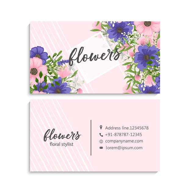 Vector de plantillas de tarjetas de visita de estilo floral