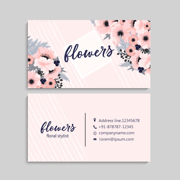 Vector de plantillas de tarjetas de visita de estilo floral