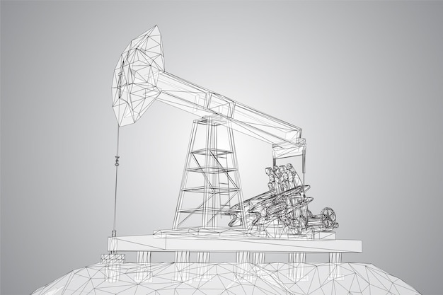 Vector de plataformas petroleras 3d de polígonos y líneas