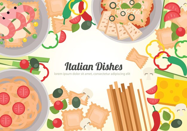 Vector vector de platos italianos