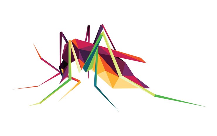 Vector de polígono colorido de mosquito Ilustración colorida de polipropileno bajo de mosquitos Logotipo abstracto de Mosquito