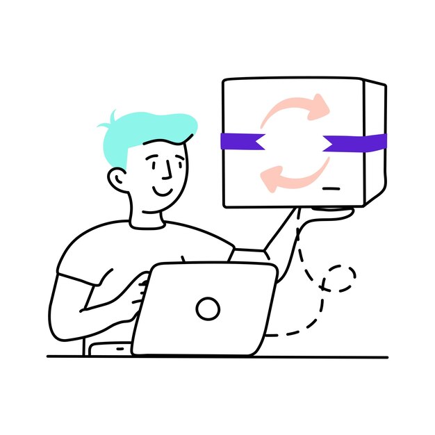El vector de la política de retorno tiene una ilustración mínima coloreada en el archivo EPS 10