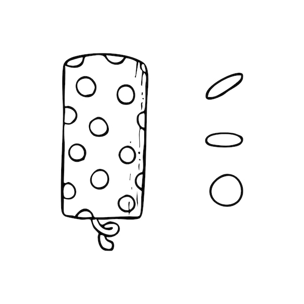 Vector Polka punto galletas de fiesta y confeti redondo para Purim o fiesta de cumpleaños Ilustración en blanco y negro en estilo simple para diseños de libros de colorear