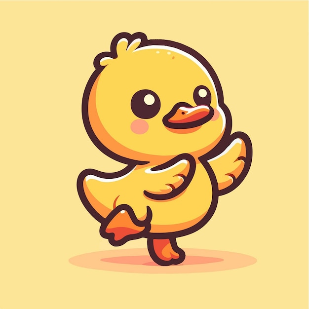 Vector pollo lindo de pie con feliz postura de dibujos animados de ícono vectorial de la ilustración del animal.