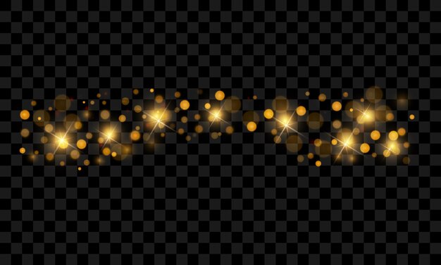 Vector de polvo brillante brillando sobre un fondo transparente