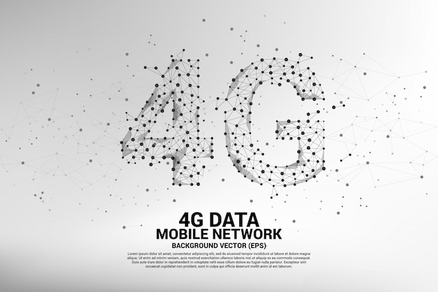 Vector Polygon dot connect line 4G con red móvil.
