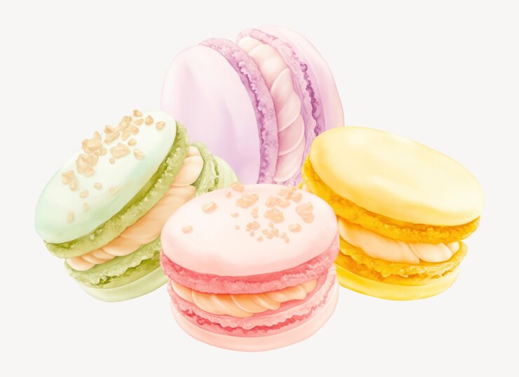 Vector vector de postres de macarrones y macarrones