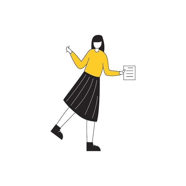 Vector de la postura de la persona en ropa amarilla retrato