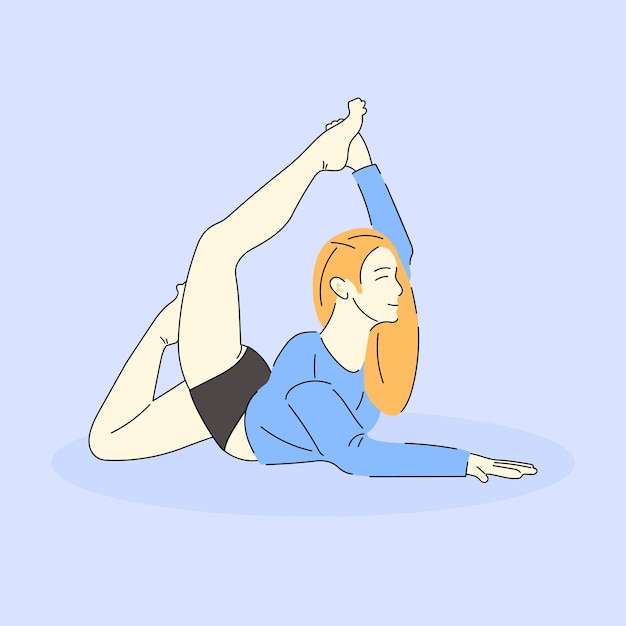 Vector de posturas estéticas de yoga con ilustraciones de salud y cuerpo