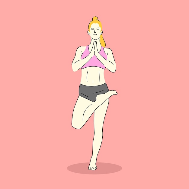 Vector vector de posturas estéticas de yoga con ilustraciones de salud y cuerpo