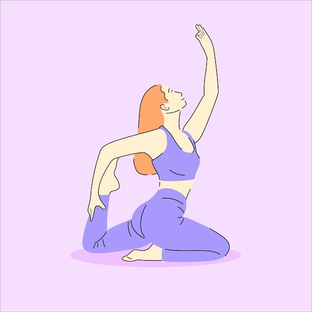 Vector de posturas estéticas de yoga con ilustraciones de salud y cuerpo