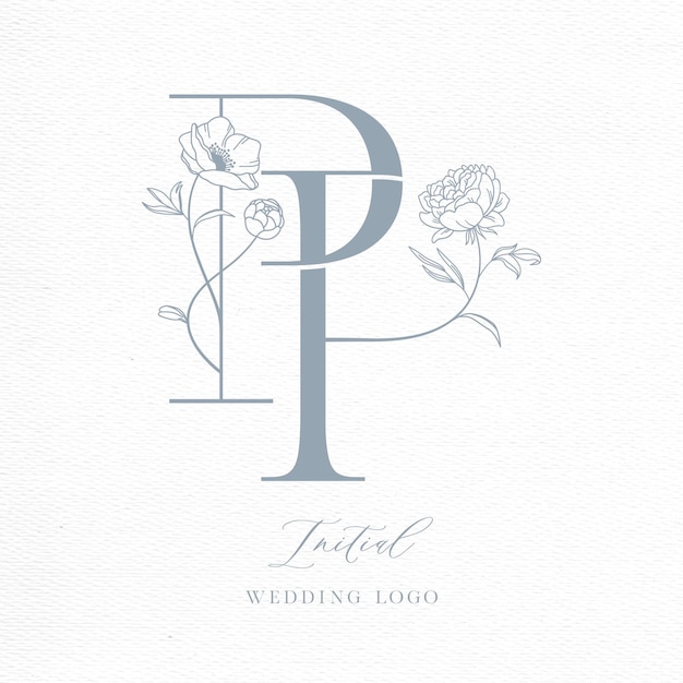 Vector pp monograma inicial del logotipo de la boda