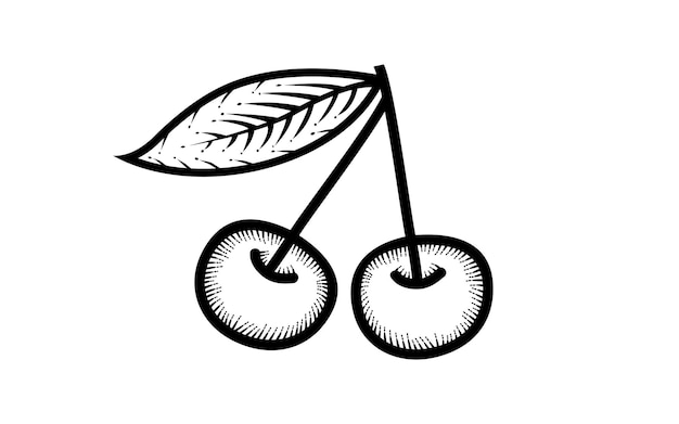vector premium de cereza dibujado a mano vintage