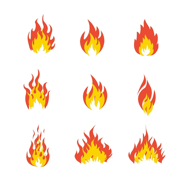 Vector Premium Conjunto de iconos vectoriales de fuego de varias formas