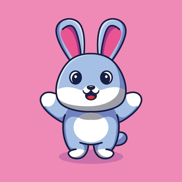 Vector premium de dibujos animados de ilustración de mascota de conejo lindo