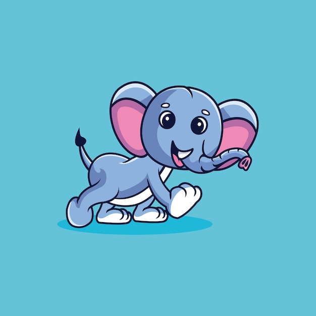 Vector vector premium de dibujos animados de ilustración de mascota de elefante lindo