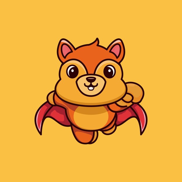 Vector premium de dibujos animados voladores de ardilla súper héroe lindo
