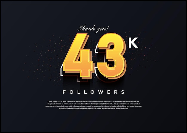 Vector premium de diseño de banner de celebración de 43k seguidores