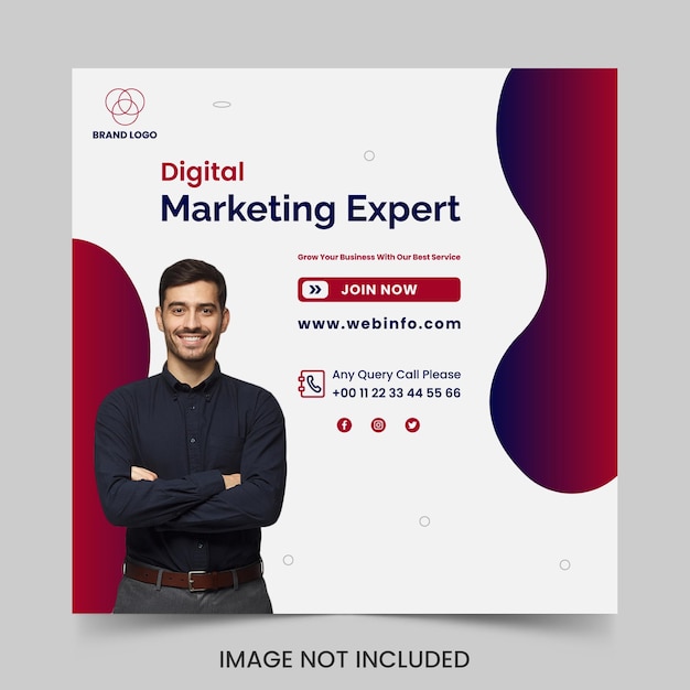 Vector premium de diseño de banner de publicación de Instagram experto en marketing digital