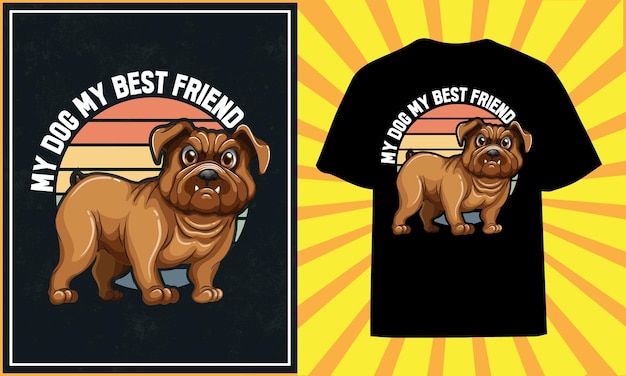 Vector vector premium de diseño de camiseta de perro retro