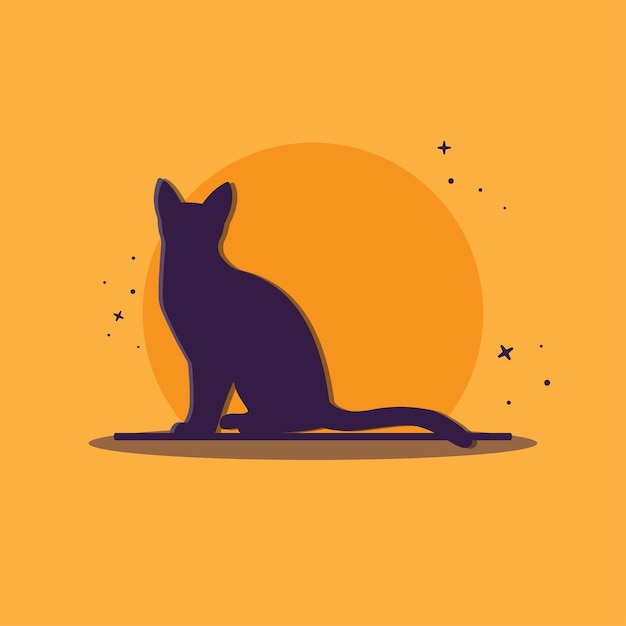 vector premium de diseño de dibujos animados de silueta de gato lindo