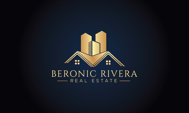 Vector premium de diseño de logotipo de bienes raíces de construcción y construcción