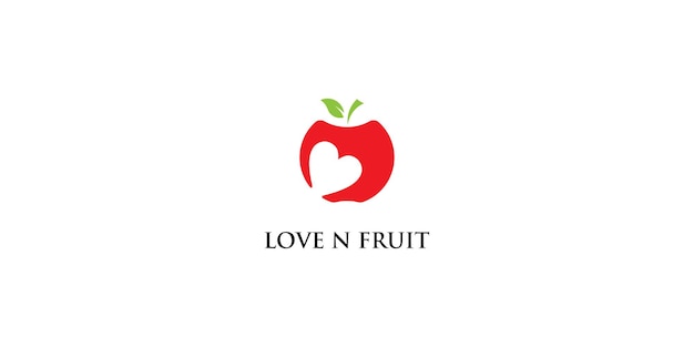Vector premium de diseño de logotipo creativo de frutas y amor