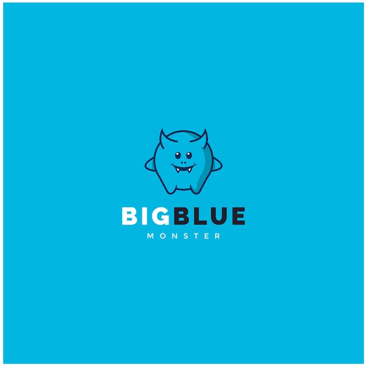 vector premium de diseño de logotipo de gran monstruo azul