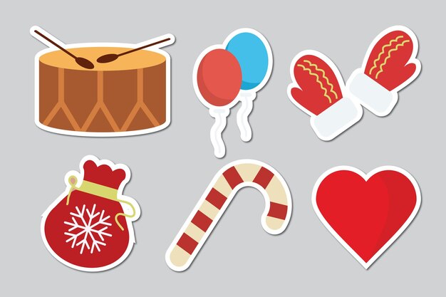 Vector premium de diseño de paquete de pegatinas de pegatinas navideñas