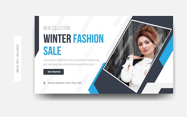 Vector premium de diseño de plantilla de banner en miniatura de YouTube de venta de moda de invierno