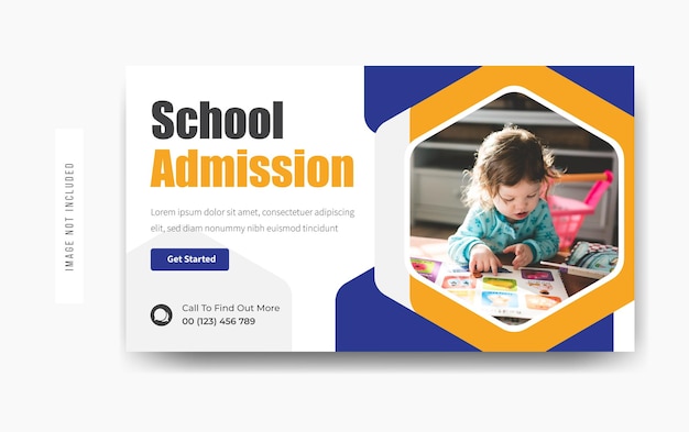 Vector premium de diseño de plantilla de miniatura de YouTube de admisión a la escuela