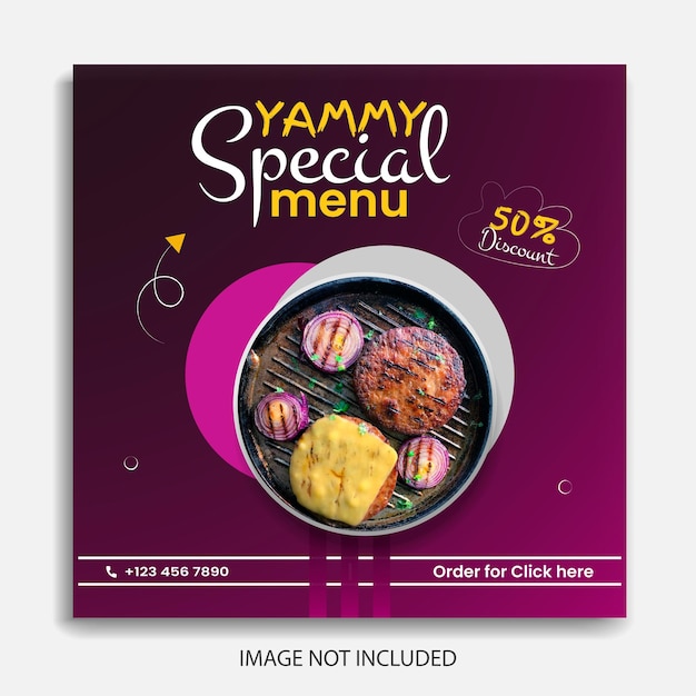 vector premium de diseño de plantilla de publicación de redes sociales de comida especial