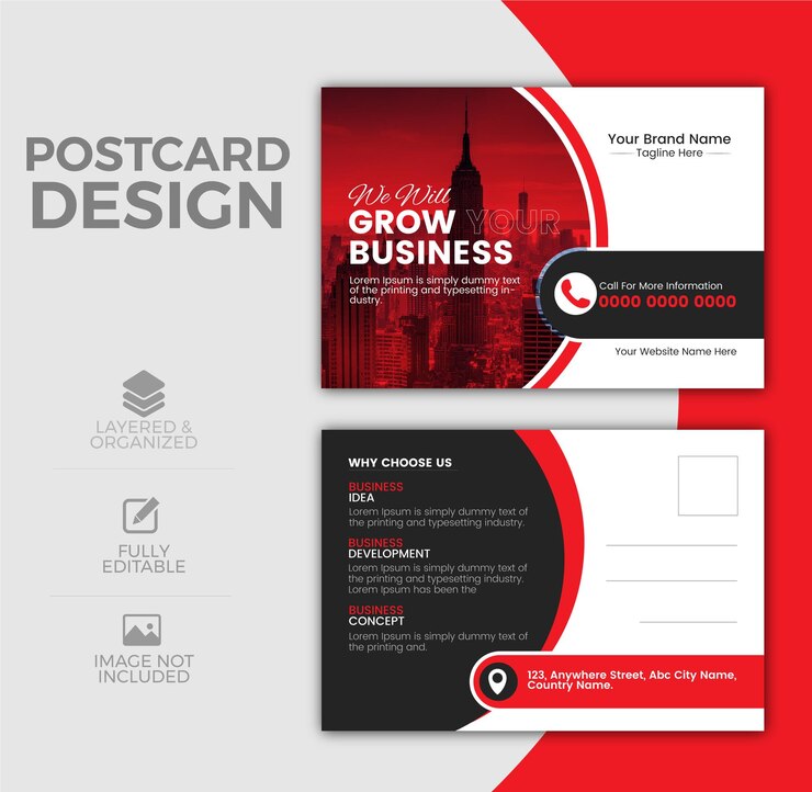 Vector premium de diseño de tarjetas postales de negocios corporativas