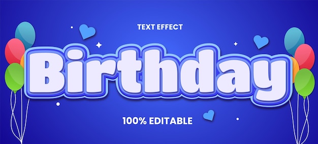 Vector premium de efecto de texto de feliz cumpleaños