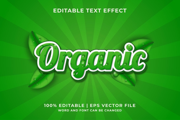 Vector premium de efecto de texto orgánico