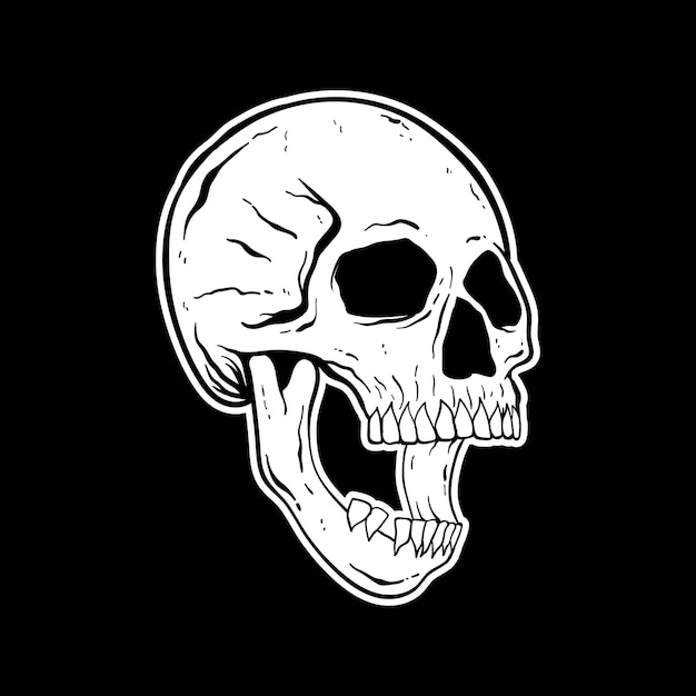 Vector premium de estilo dibujado a mano en blanco y negro de calavera