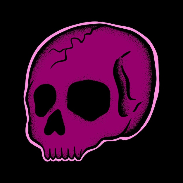 Vector premium de estilo dibujado a mano de ilustración de arte de calavera rosa para tatuaje, pegatina, logotipo, etc.